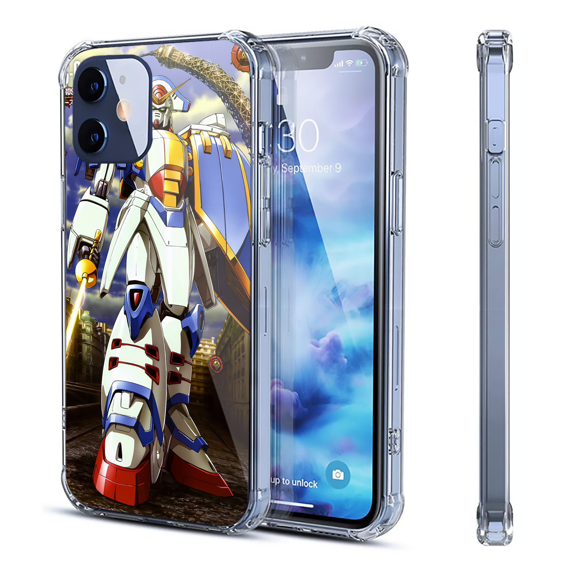 （画像用） 機動戦士ガンダム Mobile Suit Gundam 【iPhone 12シリーズ対応】透明スマホケース（クリアソフトケース）